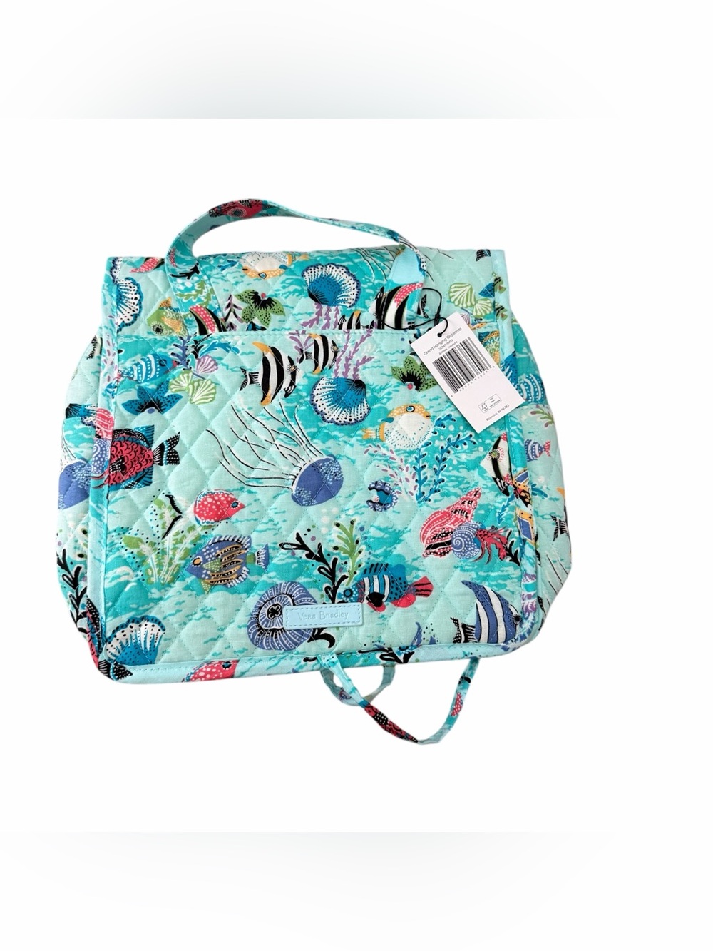 Vera Bradley Quilted Aqua Travel Tote with Multicolor Fish